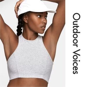 Outdoor Voices Athena Light Gray Crop Top Sports Bra